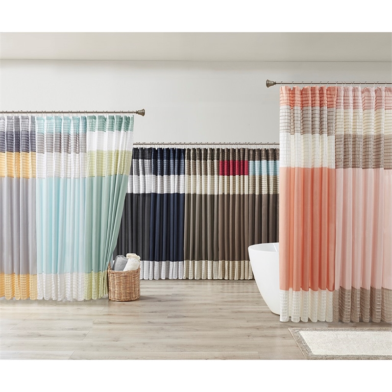 Madison Park Amherst Faux Silk Shower Curtain in Blue 72x72
