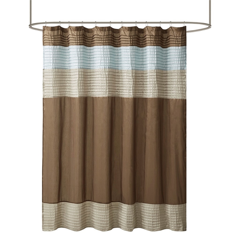 Madison Park Amherst Faux Silk Shower Curtain in Blue 72x72