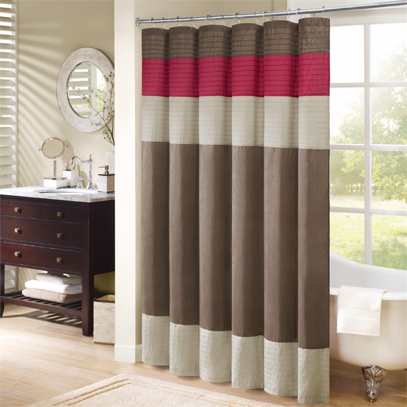 Madison Park Amherst Faux Silk Shower Curtain in Red 72x72