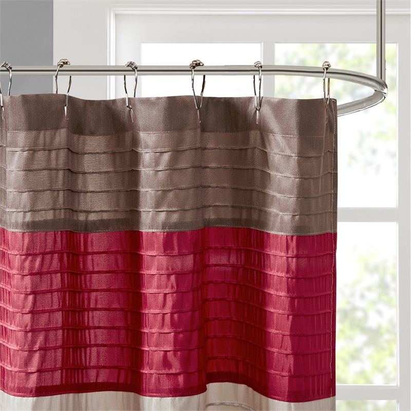 Madison Park Amherst Faux Silk Shower Curtain in Red 72x72