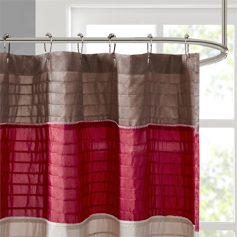 Madison Park Amherst Faux Silk Shower Curtain in Red 72x72