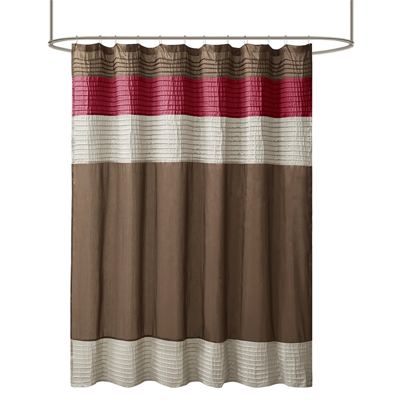 Madison Park Amherst Faux Silk Shower Curtain in Red 72x72
