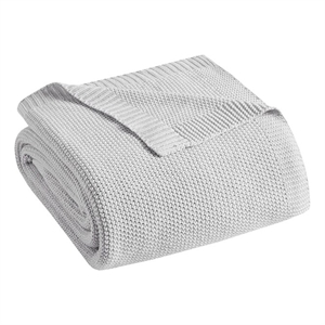 INK+IVY Bree Knit Blanket in Grey Full/Queen