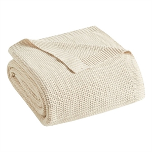 INK+IVY Bree Knit Knit Blanket in Ivory King