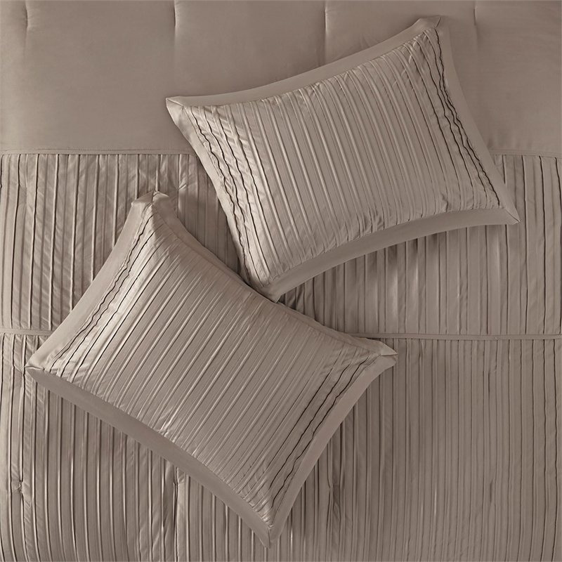 Madison Park Trinity 7 Piece Comforter Set in Taupe Queen