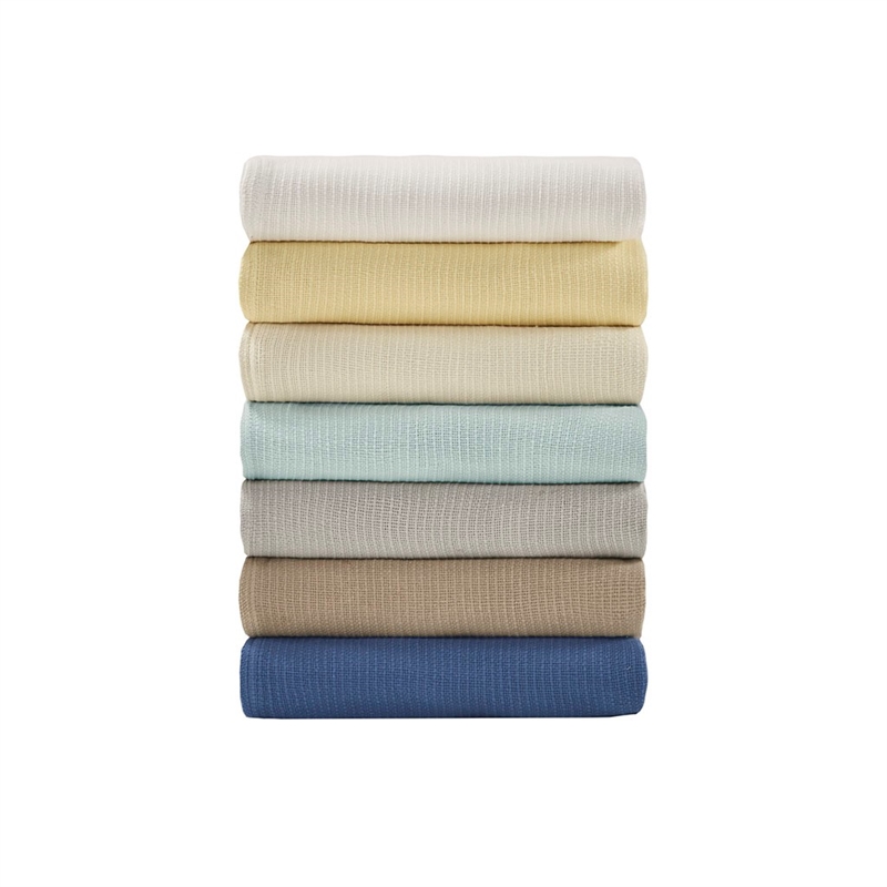 Madison Park Freshspun Basketweave Cotton Blanket in Cream King