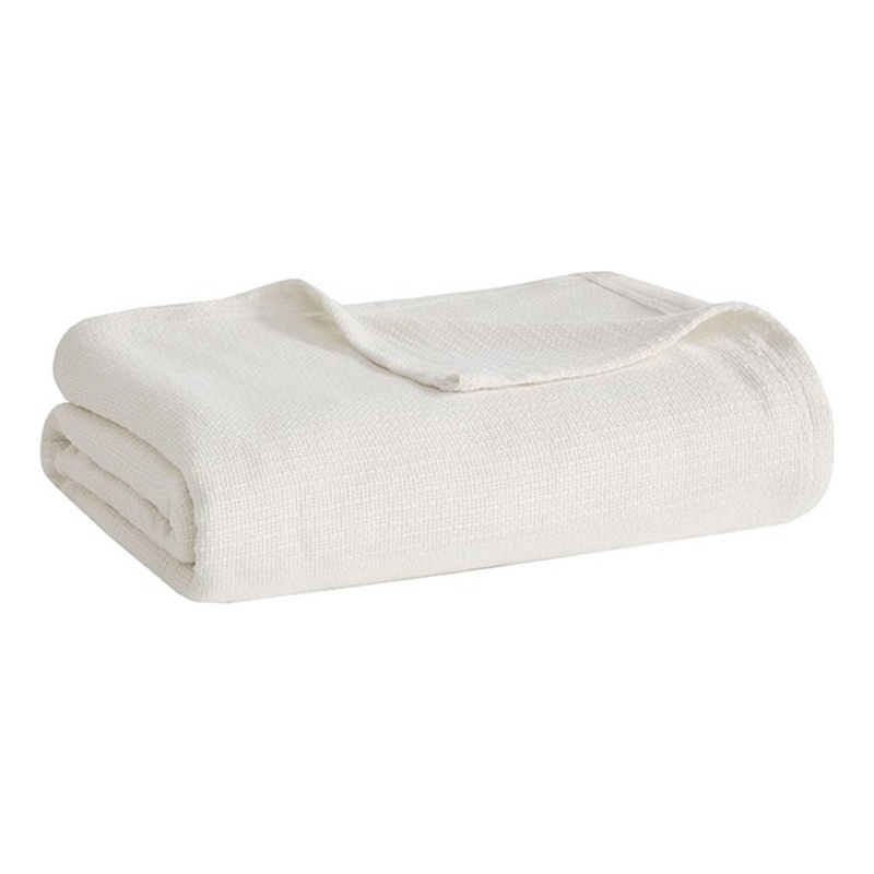 Madison Park Freshspun Basketweave Cotton Blanket in Cream King