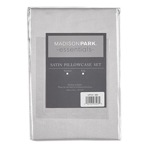 Madison Park Essentials Satin Luxury 2 PC Pillowcases in Light Grey King