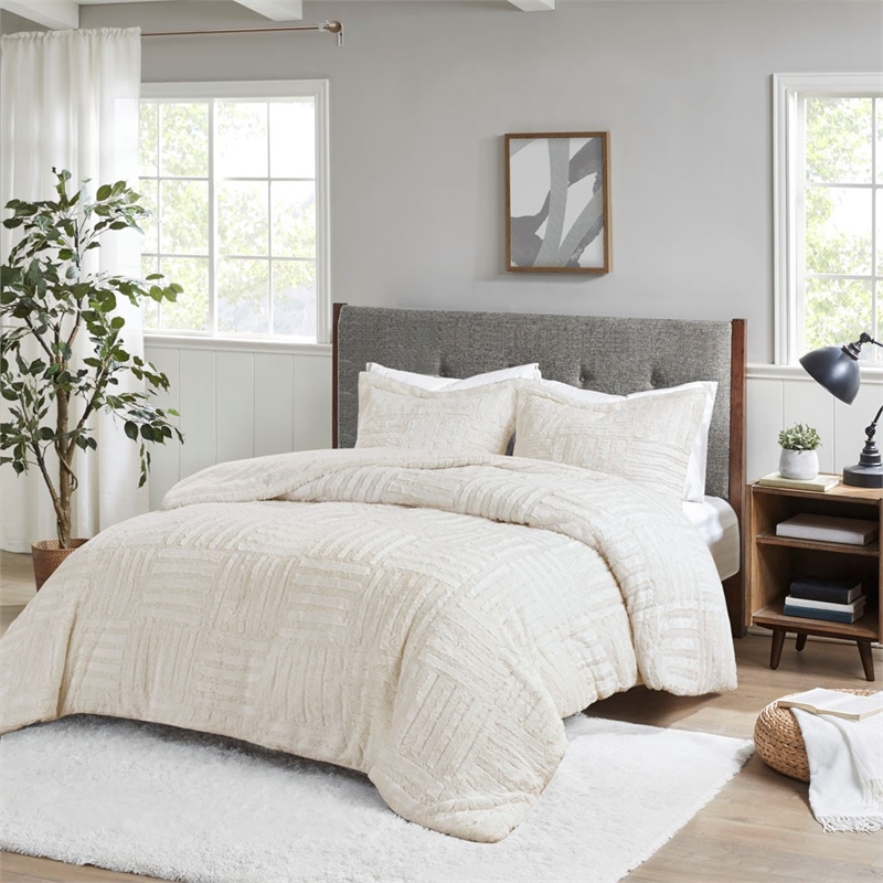 Madison Park Arctic Fur DownComforter Mini Set in Ivory King/Cal King