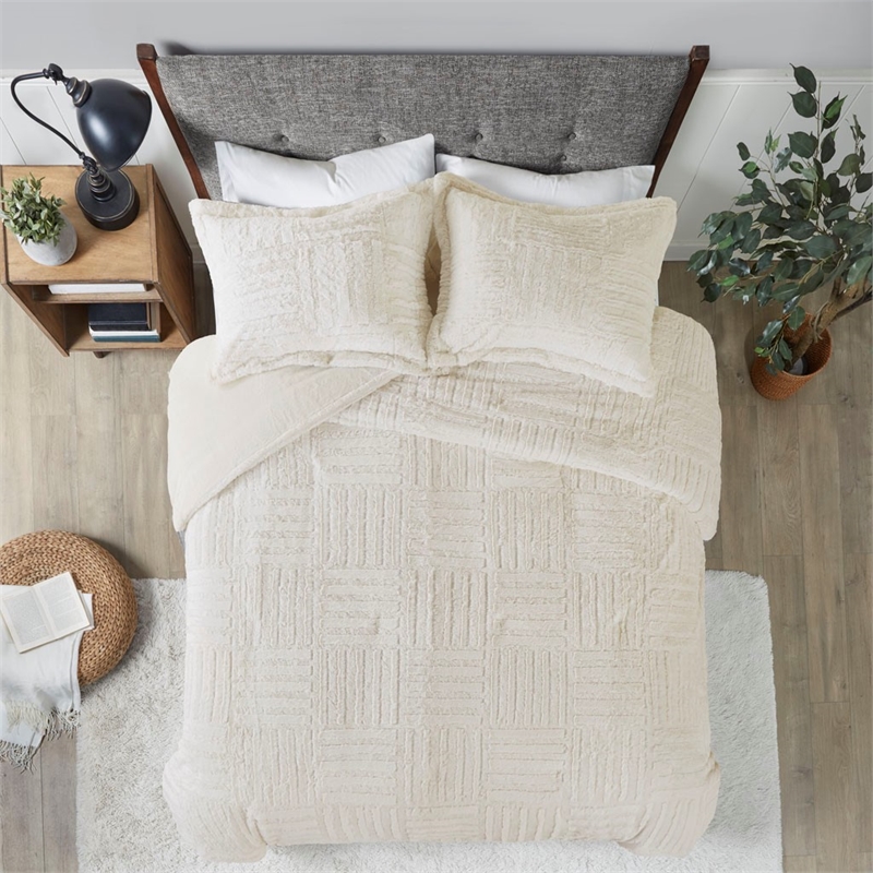Madison Park Arctic Fur DownComforter Mini Set in Ivory King/Cal King