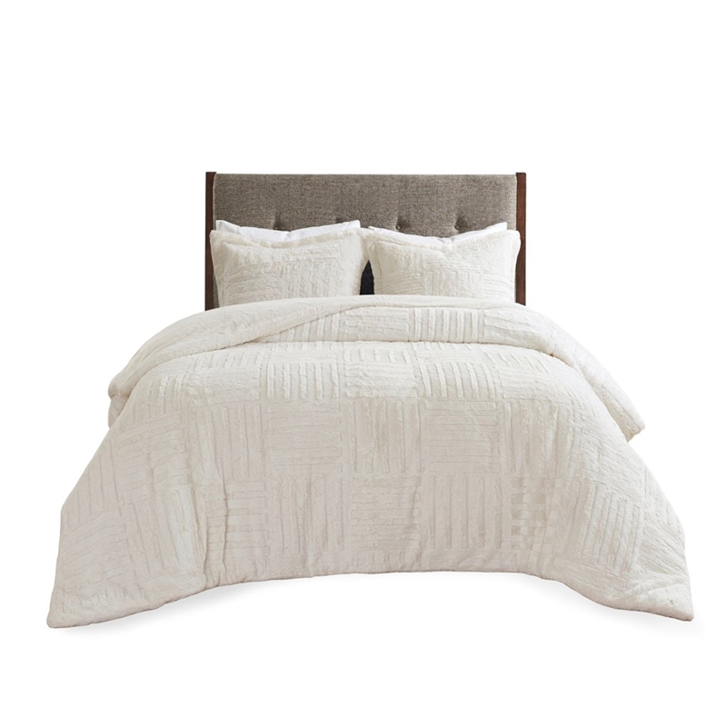 Madison Park Arctic Fur DownComforter Mini Set in Ivory King/Cal King