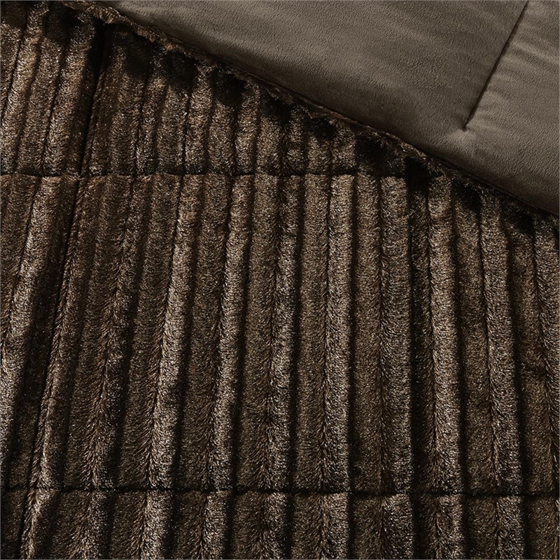 Madison Park Duke Faux Fur Comforter Mini Set in Chocolate King/Cal King