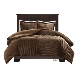 Madison Park Parker Plush Down Alternative Comforter Set in Brown Full/Queen