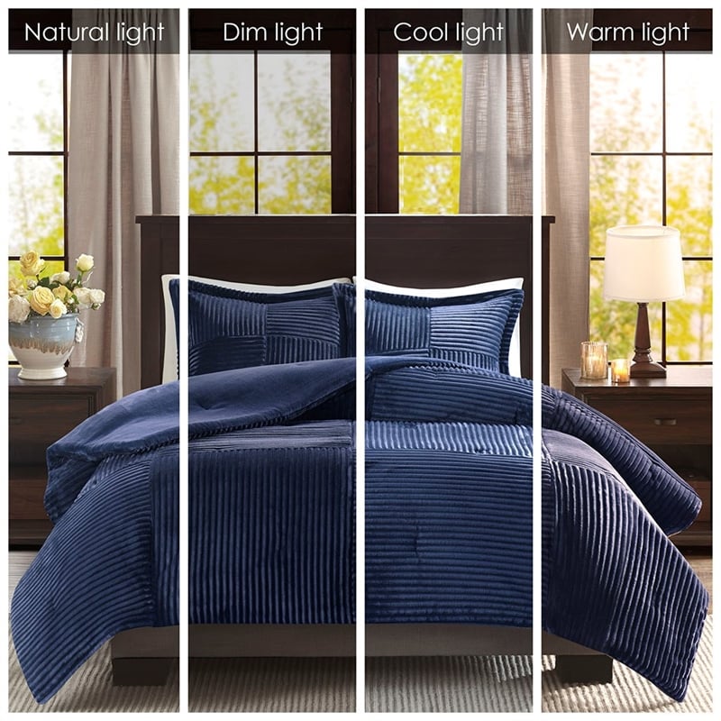 Madison Park Parker Plush Down Alternative Comforter Set in Navy Full/Queen