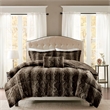 Madison Park Zuri 4PC Faux Fur Comforter Set in Brown King