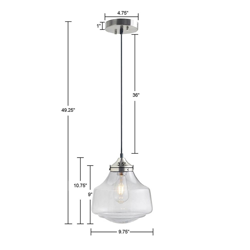 Hampton Hill Elm Bell-Shaped Glass Pendant in Smoke Grey