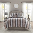 Madison Park Zuri 4PC Faux Fur Comforter Set in Blush/Grey King