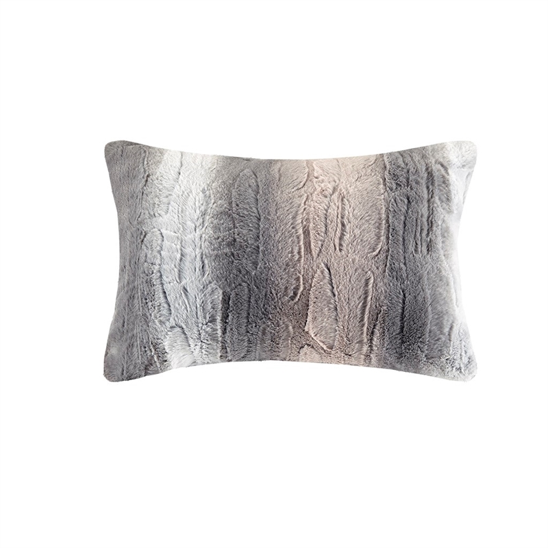 Madison Park Zuri 4PC Faux Fur Comforter Set in Blush/Grey King