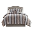 Madison Park Zuri 4PC Faux Fur Comforter Set in Blush/Grey King