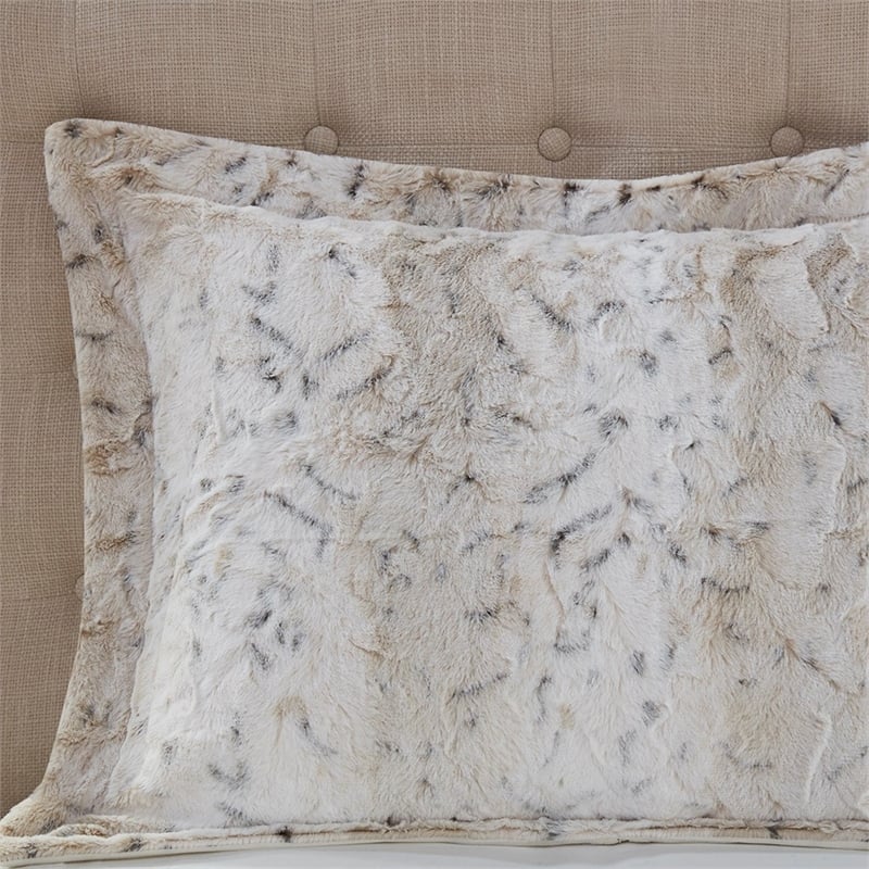 Madison Park Zuri 4PC Faux Fur Comforter Set in Snow Leopard King