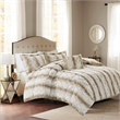 Madison Park Zuri 4PC Faux Fur Comforter Set in Sand Full/Queen