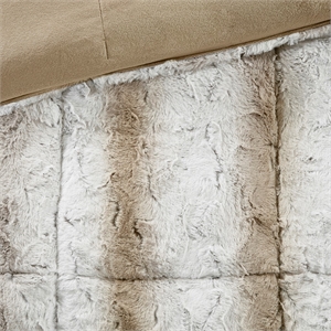 Madison Park Zuri 4PC Faux Fur Comforter Set in Sand Full/Queen