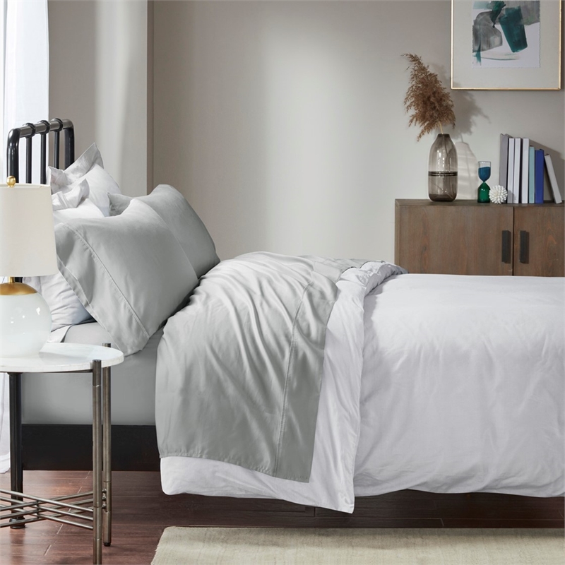 Madison Park 1500 Thread Count Cotton Blend 2 PC Pillowcases in Grey King