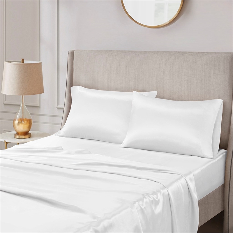 Madison Park Essentials Satin Luxury 2 PC Pillowcases in White Standard