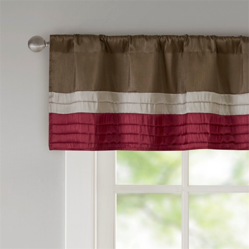 Madison Park Amherst Polyoni Pintuck Window Valance in Red