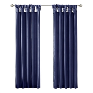 Madison Park Emilia Twist Tab Lined Window Curtain in Navy 50 x 95&quot