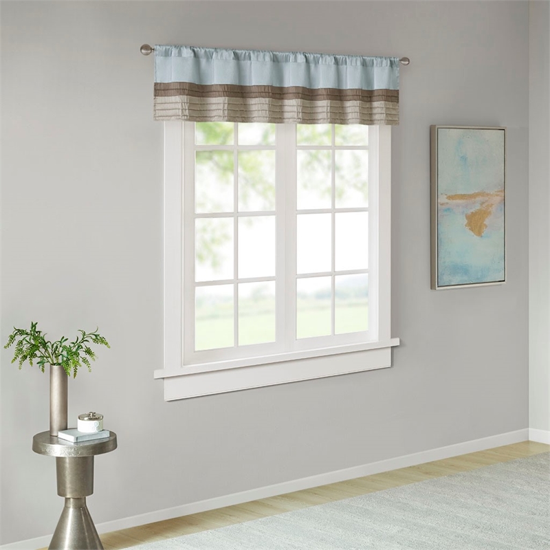 Madison Park Amherst Polyoni Pintuck Window Valance in Blue