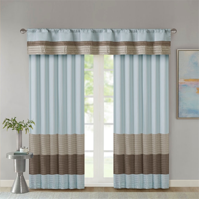 Madison Park Amherst Polyoni Pintuck Window Valance in Blue