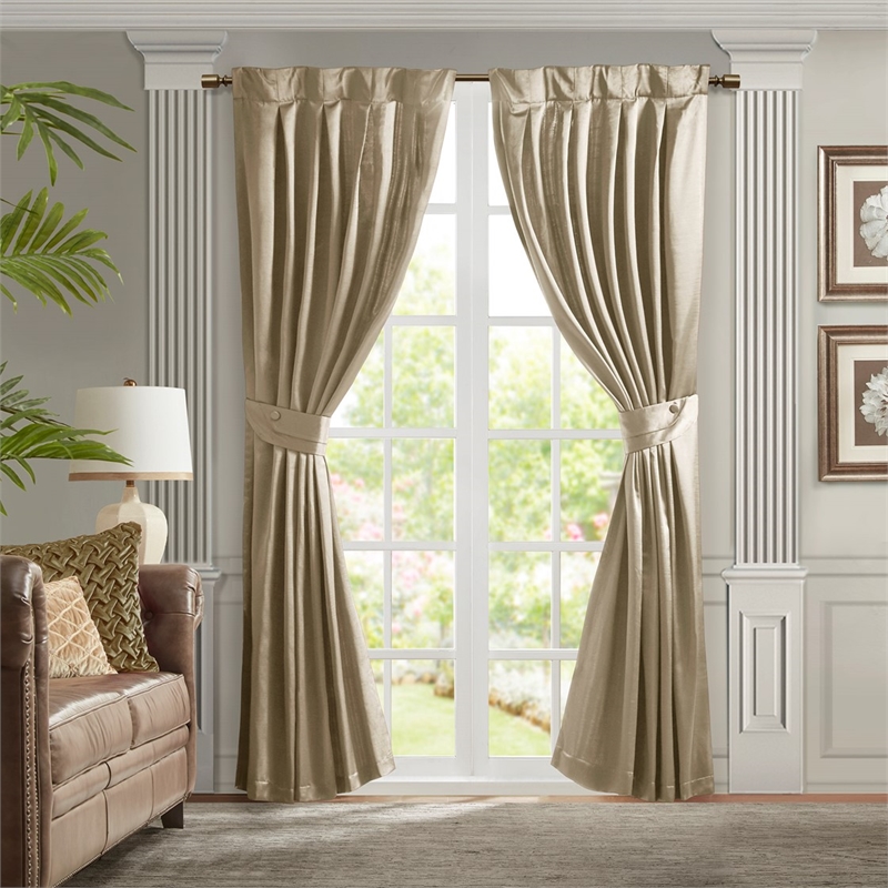 Croscill Avignon Pleat Curtain Panel with Tieback (Single) in Champagne 52x96