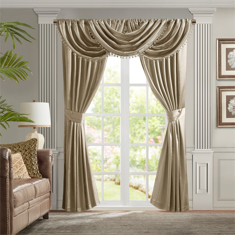 Croscill Avignon Pleat Curtain Panel with Tieback (Single) in Champagne 52x96