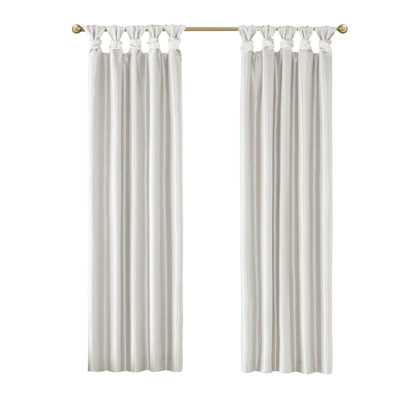 Madison Park Emilia Twist Tab Total Blackout Window Curtain in White 50x84