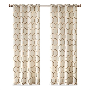 Madison Park Brooklyn Metallic Geo Embroidered Window Panel in Spice 95&quot Panel