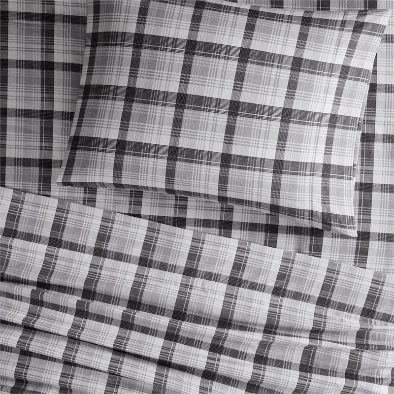 Woolrich Flannel Sheet Set in Grey Plaid King