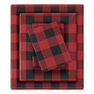 woolrich flannel sheet set in red/black buffalo check cal king