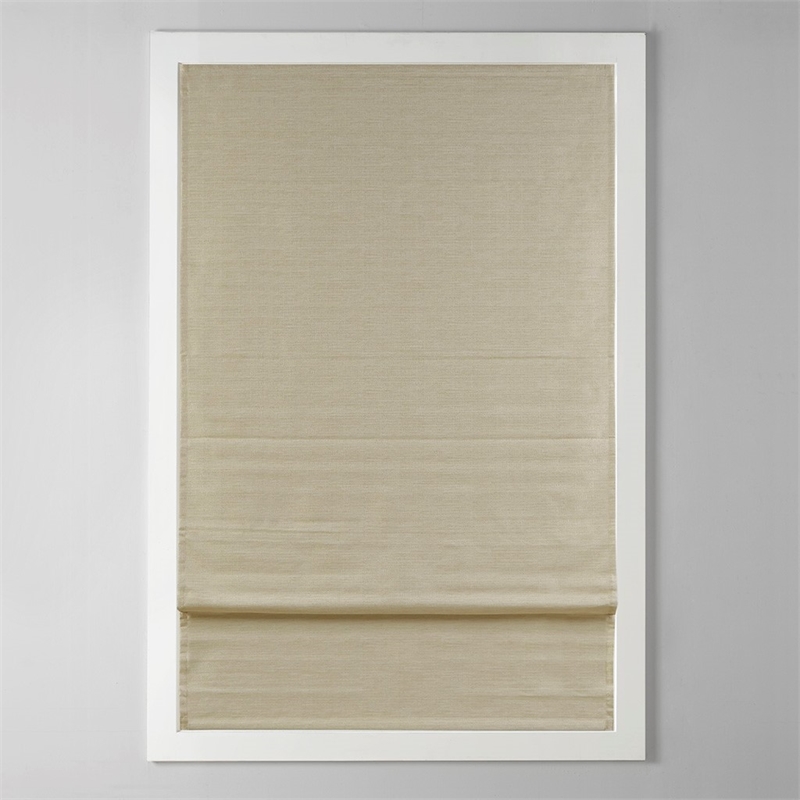 Madison Park Como Printed Faux Silk Room Cordless Roman Shade in Taupe 31x64