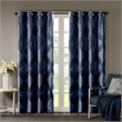 SunSmart Bentley Ogee Knitted Jacquard Total Blackout Panel in Navy