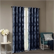 SunSmart Bentley Ogee Knitted Jacquard Total Blackout Panel in Navy