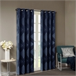 SunSmart Bentley Ogee Knitted Jacquard Total Blackout Panel in Navy