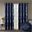 SunSmart Bentley Ogee Knitted Jacquard Total Blackout Panel in Navy