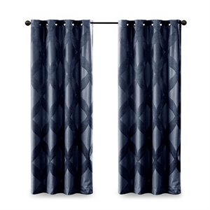 SunSmart Bentley Ogee Knitted Jacquard Total Blackout Panel in Navy