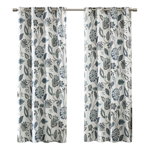SunSmart Camille Jacquard Printed Room Darkening Panel in Aqua