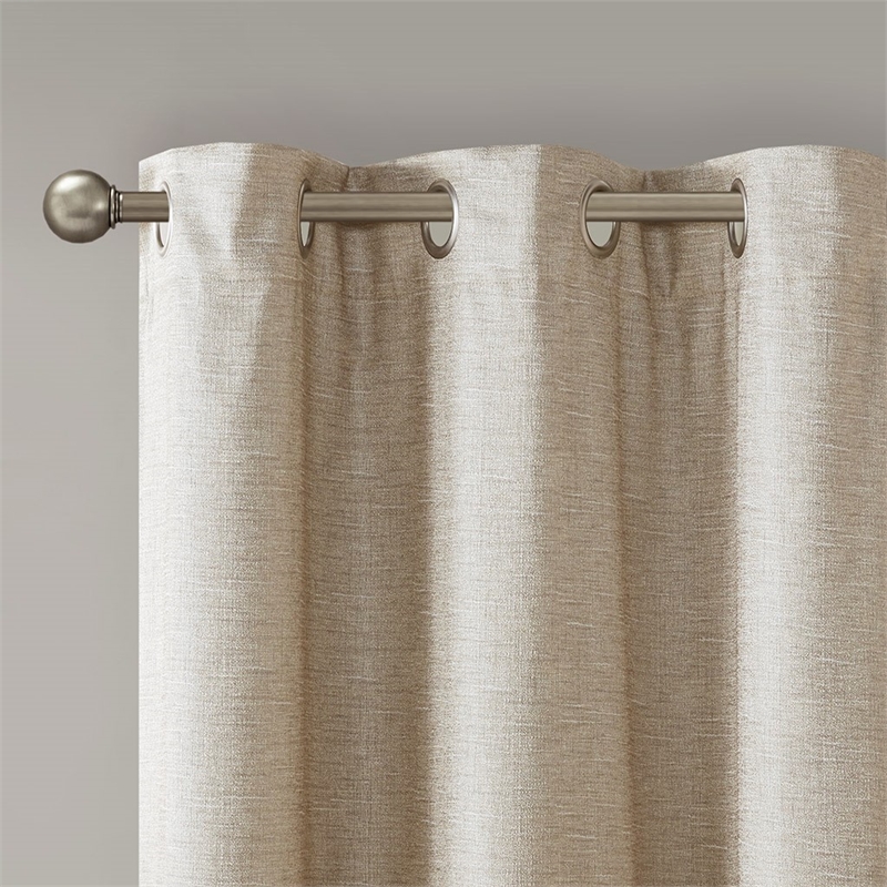 SunSmart Como Tonal Printed Faux Silk Total Blackout Window Panel Pair in Taupe