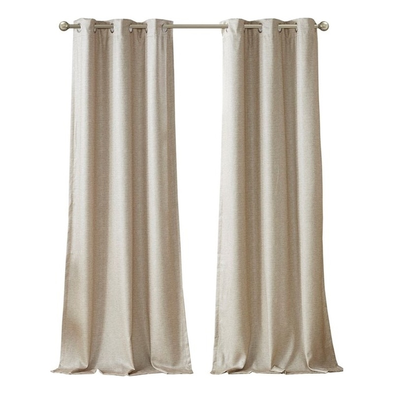 SunSmart Como Tonal Printed Faux Silk Total Blackout Window Panel Pair in Taupe