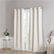 SunSmart Como Tonal Printed Faux Silk Total Blackout Window Panel Pair in Ivory