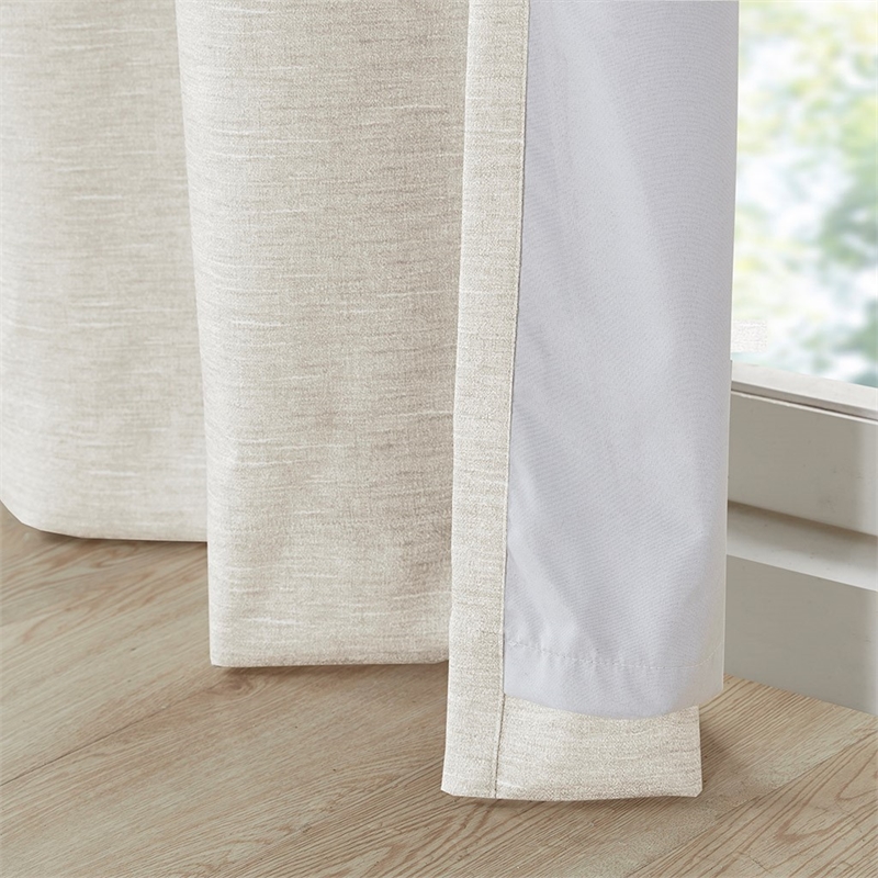 SunSmart Como Tonal Printed Faux Silk Total Blackout Window Panel Pair in Ivory