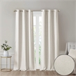 SunSmart Como Tonal Printed Faux Silk Total Blackout Window Panel Pair in Ivory